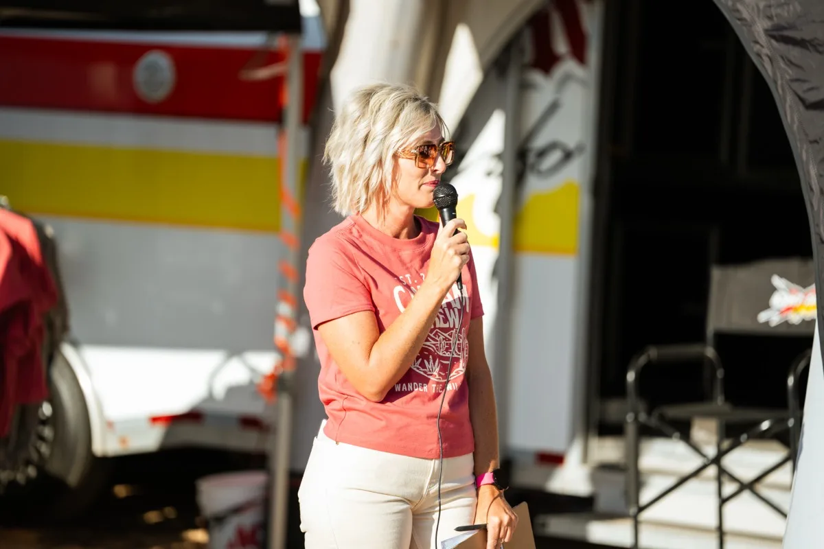 Laci Bulloch Werner speaking at a Southern Utah OHV community event